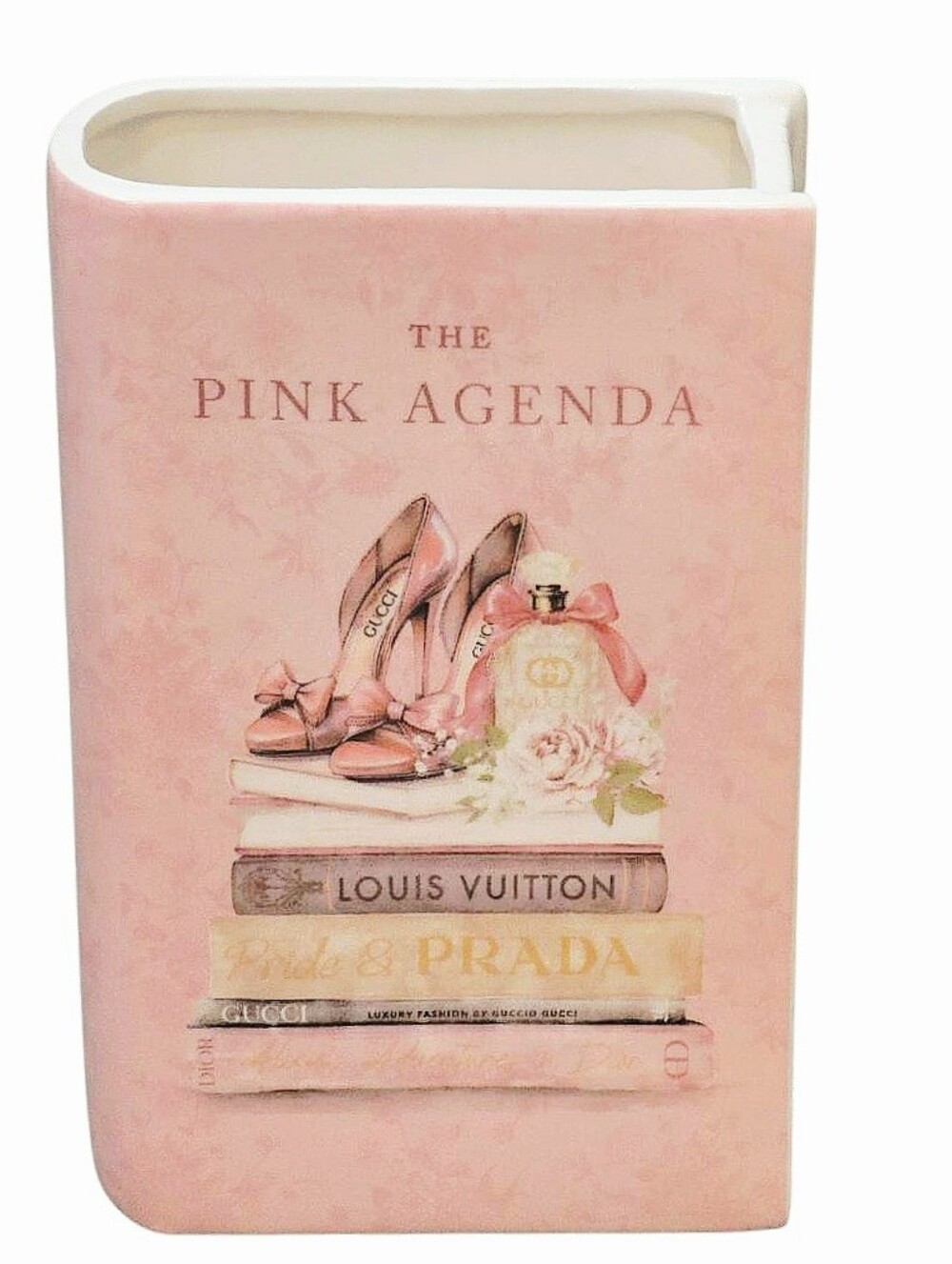 At Home The Pink Agenda Fashion Bookstack Book Shaped Glass Decor/Vase